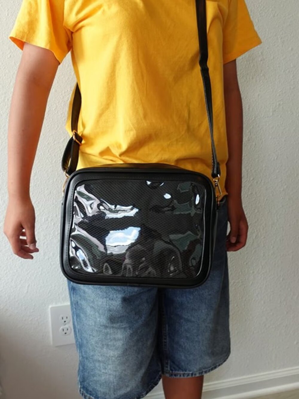 Black Ita Bag Crossbody, Anime Pin Display Bag, Kawaii Y2K Purse, window Itabag